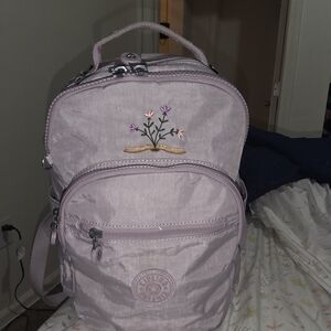 Kipling Lilac Backpack with Floral Design